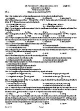 Đề thi học kì I Vật lí lớp 12 - Mã đề 734 - Năm học 2016-2017